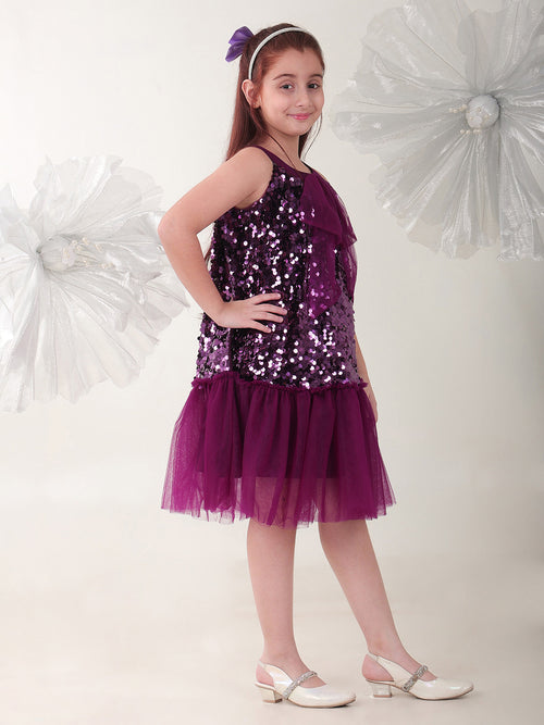 Girls Dresses Purple Sleeveless Round