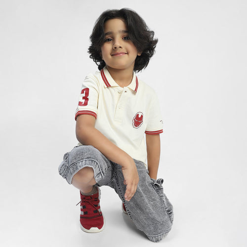 Iron Man Boys Polo Tees  | Off white