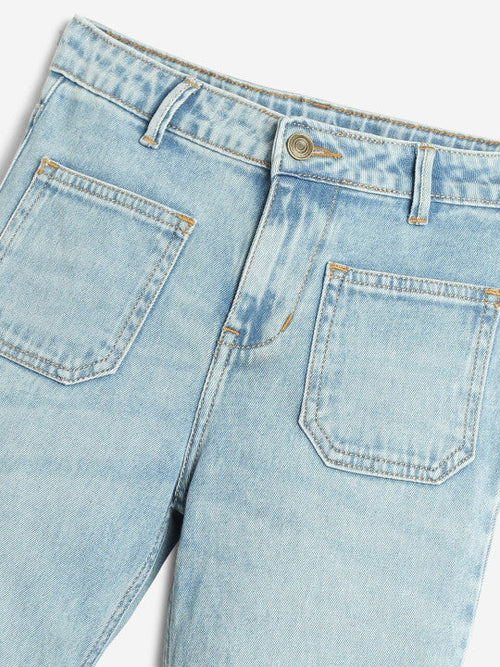 Girls Jean Mid-Rise Light Fade Cotton Jeans