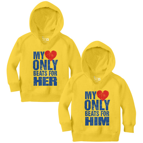 My Heart Only Beat for Him/ Her Matching Yellow Couple Hoodie