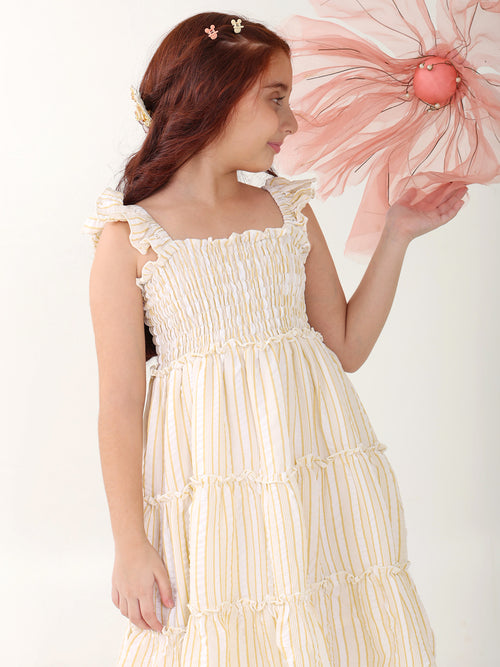 Girls Dresses Yellow Sleeveless Round Neck