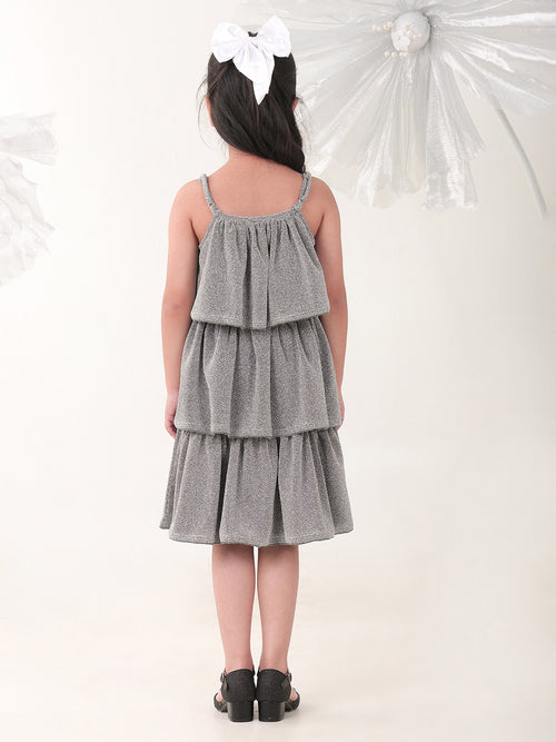 Girls Dresses Silver Sleeveless Round