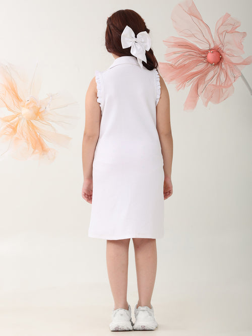 Girls Dresses White Sleeveless V-neck