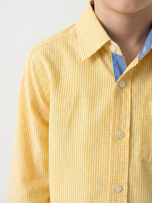 Boy's Shirts Yellow Full sleeve Spread Collar