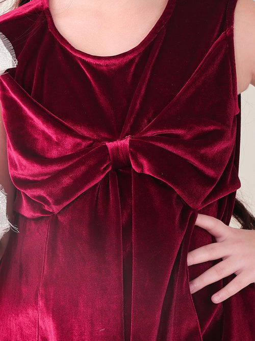 Girls Dresses Maroon Sleeveless Round