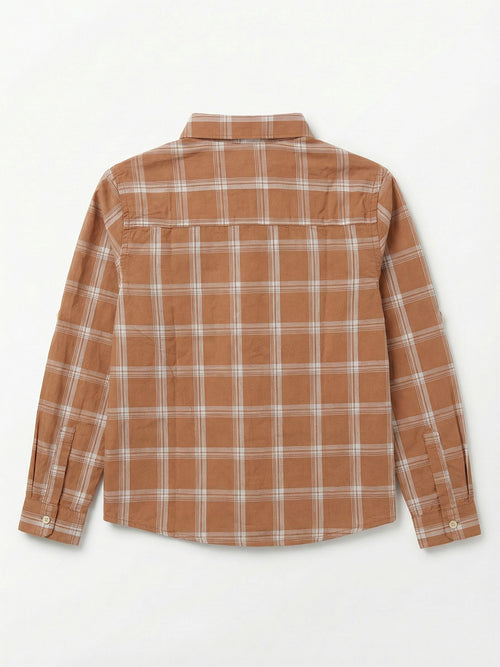 Boy's Shirts Brown Full sleeve Spread Collar
