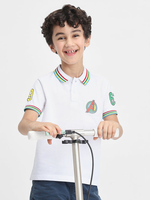 Avengers Boys Polo Tees  | White