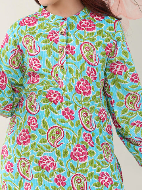 Girls Clothing Set Blue Full sleeve Manderian Collar