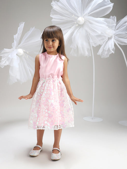 Girls Pink Satin Dress Premium Soft Fabric Party Wear