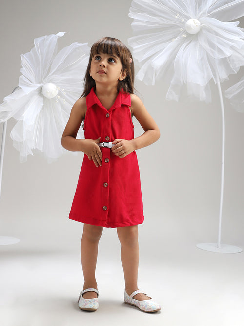 Girls Elegant Pink Polyester Party Dress Stylish and Comfortable Outfit for Kids