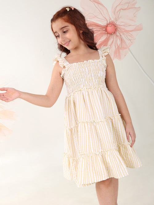 Girls Dresses Yellow Sleeveless Round Neck