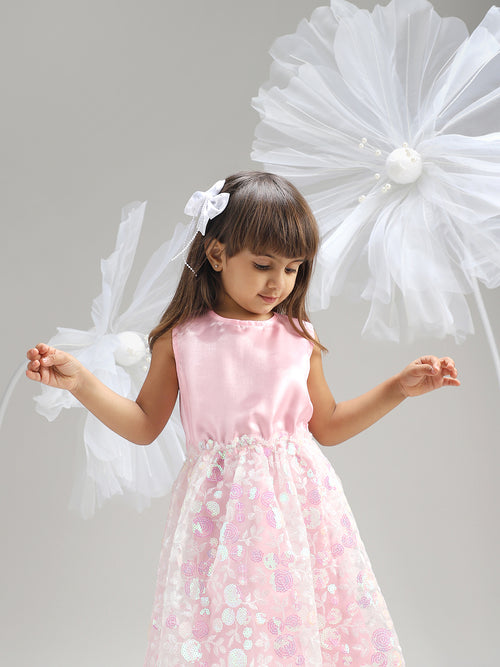 Girls Pink Satin Dress Premium Soft Fabric Party Wear