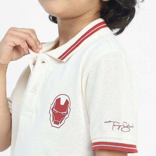 Iron Man Boys Polo Tees  | Off white