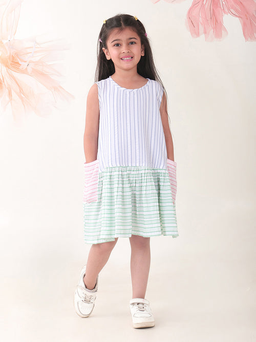 Girls Dresses Multi color Sleeveless Round