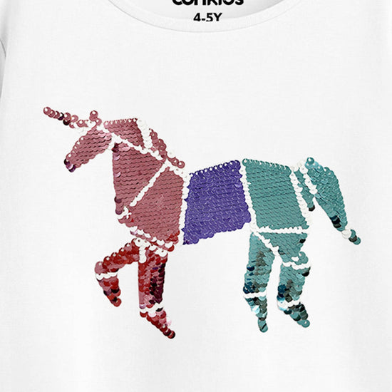 Girls Sequence Embroidery T-Shirt