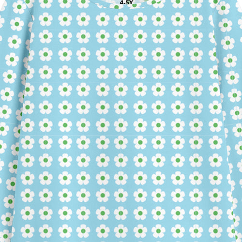 Girls Blue Printed Full Sleeve Tshirt