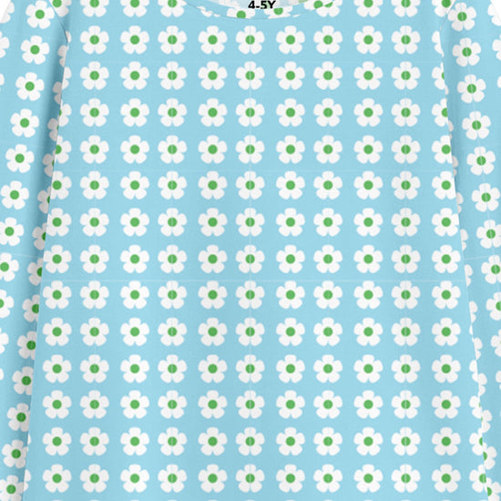 Girls Blue Printed Full Sleeve Tshirt