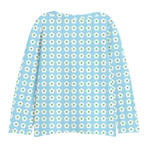 Girls Blue Printed Full Sleeve Tshirt