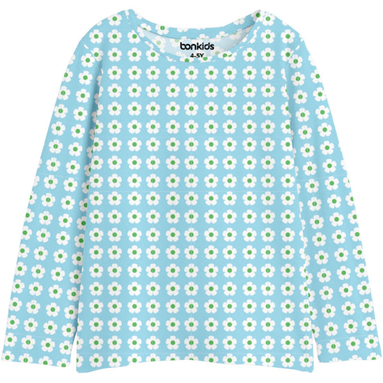 Girls Blue Printed Full Sleeve Tshirt