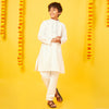 White Silk Kurta With Pajama Set For Father-Son