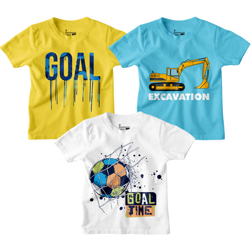 Sports Printed Combo Boys Cotton Tshirts