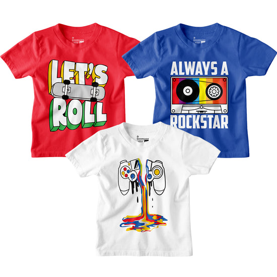 Boy Graphic Printed  Combo Tees