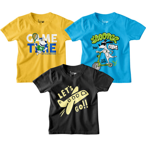 Boy Graphic Printed  Combo Tees