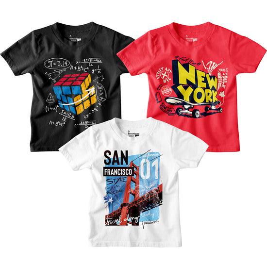 Boy Graphic Printed  Combo Tees