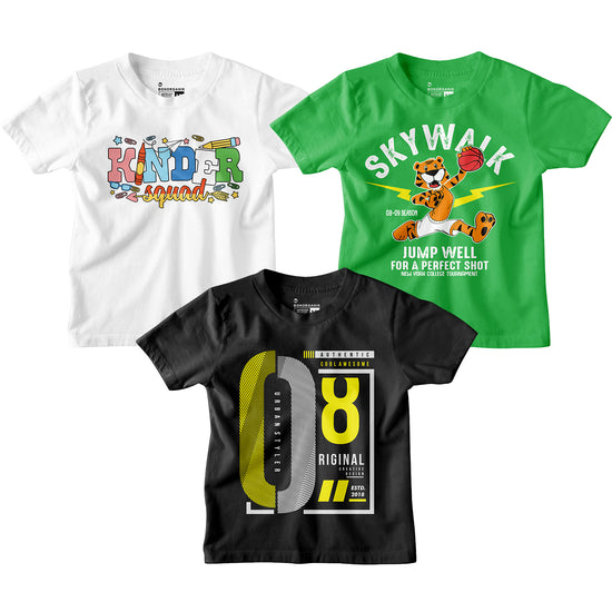 Boy Graphic Printed  Combo Tees
