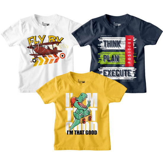 Boy Graphic Printed  Combo Tees