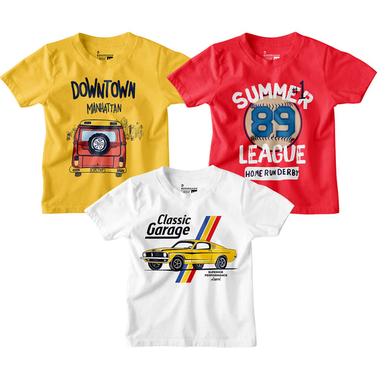 Boy Graphic Printed  Combo Tees