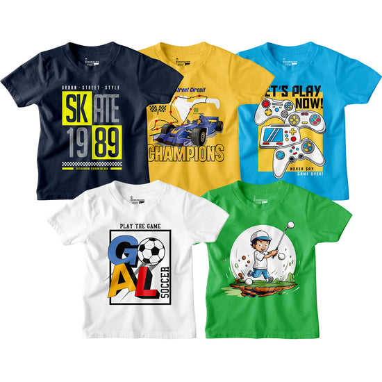 Boy Graphic Printed  Pack of 5 Combo Tees