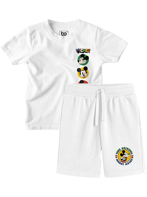 Bonorganik Kids Mickey Mouse Co-ords Set White T-Shirt & Shorts