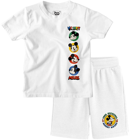 Kids Mickey Mouse Co-ords Set White T-Shirt & Shorts