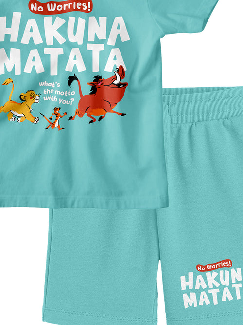 Bonorganik Kids Hakuna Matata Co-ords Set Blue T-Shirt & Shorts