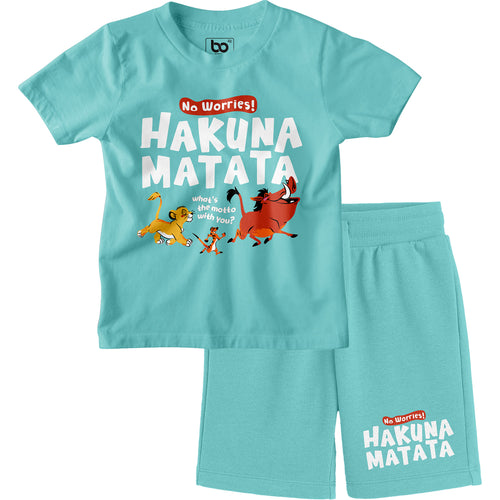 Bonorganik Kids Hakuna Matata Co-ords Set Blue T-Shirt & Shorts