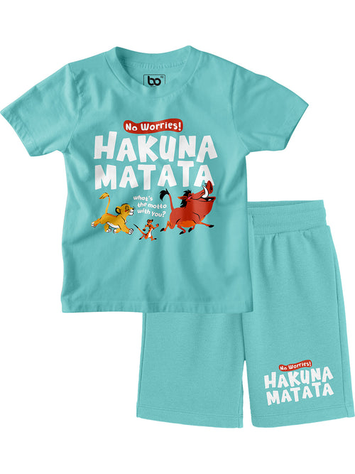 Bonorganik Kids Hakuna Matata Co-ords Set Blue T-Shirt & Shorts