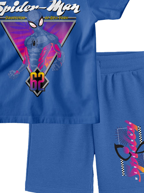 Bonorganik Kids Spider-Man Graphic Co-ords Set Blue T-Shirt & Shorts