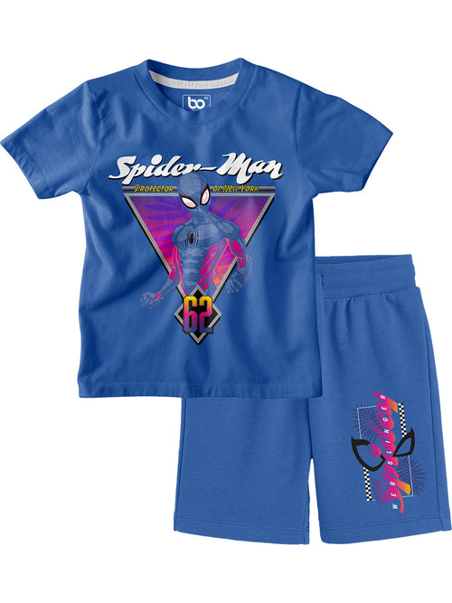 Bonorganik Kids Spider-Man Graphic Co-ords Set Blue T-Shirt & Shorts
