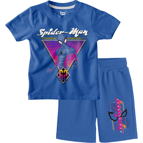 Bonorganik Kids Spider-Man Graphic Co-ords Set Blue T-Shirt & Shorts
