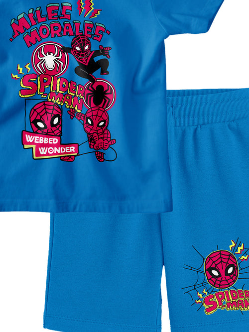 Bonorganik Kids Spider-Man Graphic Co-ords Set Blue T-Shirt & Shorts
