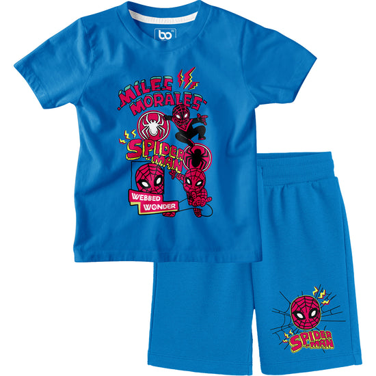 Kids Spider-Man Graphic Co-ords Set Blue T-Shirt & Shorts