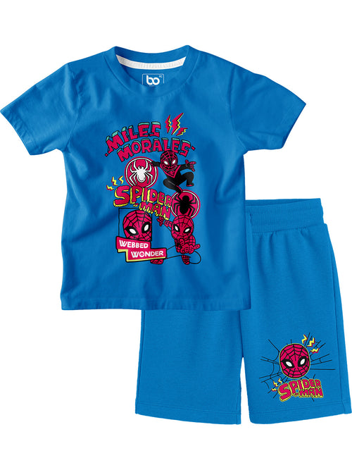 Bonorganik Kids Spider-Man Graphic Co-ords Set Blue T-Shirt & Shorts