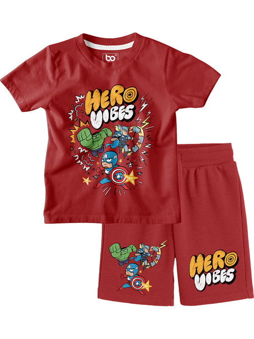 Bonorganik Kids hero vibes Co-ords Set T-Shirt & Shorts