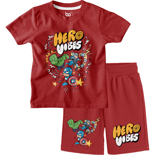 Bonorganik Kids hero vibes Co-ords Set T-Shirt & Shorts