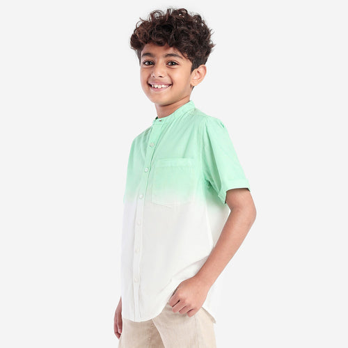 Boys Green White Tie & Die Shirt