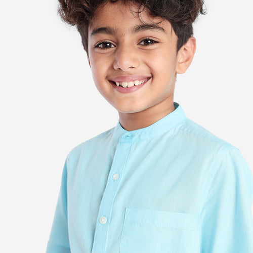 Boys Blue Mandarin collar Shirt