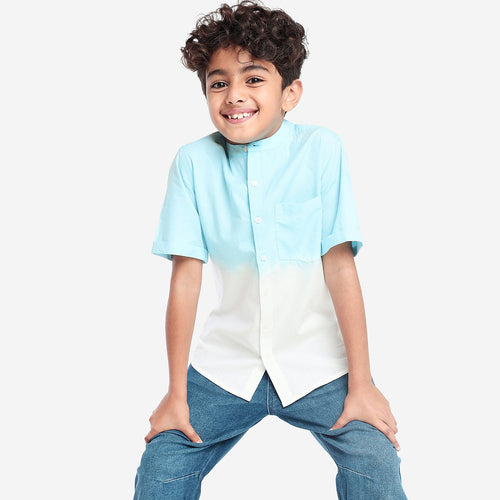 Boys Blue Mandarin collar Shirt