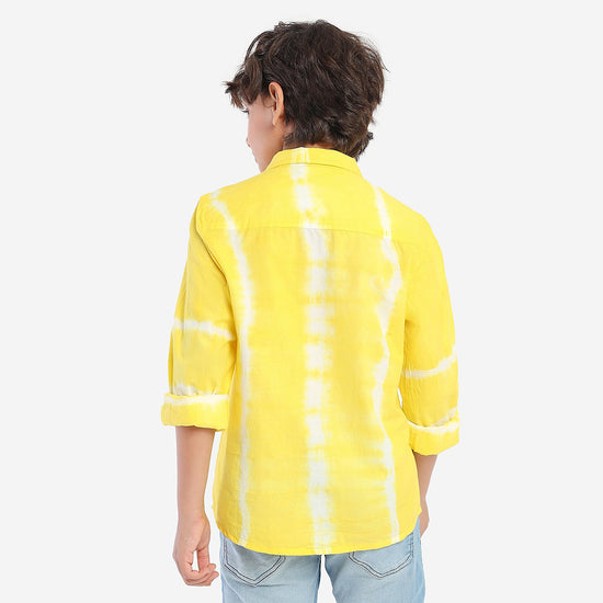 Boys Yellow/White Full Sleeve Shirt