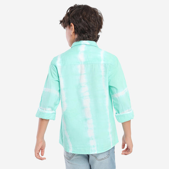 Boys Green White Full SLeeve Shirt